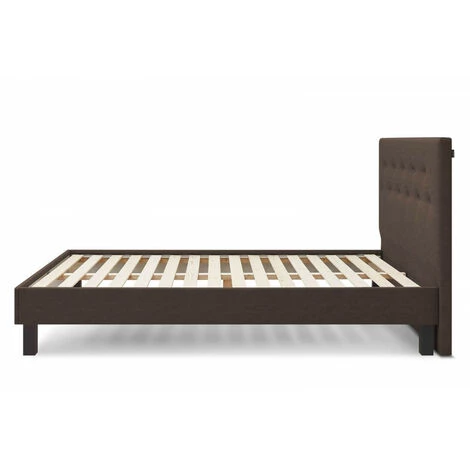 Lit BOBOCHIC - Lit 140x190 Cm PERRY Avec Lattes Massives Pieds Carrés Wengé 140x190 Marron - Marron 6 Lit BOBOCHIC - Lit 140x190 Cm PERRY Avec Lattes Massives Pieds Carrés Wengé 140x190 Marron - Marron – Image 4