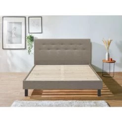 Lit BOBOCHIC - Lit 180x200 Cm PERRY Avec Lattes Massives Pieds Carrés Wengé 180x200 Taupe - Taupe -BOBOCHIC Soldes 2022 23409902 2