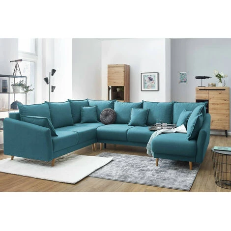 Canapés D'angle Convertibles BOBOCHIC - Canapé Panoramique XXXL Convertible Coffre MIA Angle Gauche Bleu Canard - Bleu Canard 4 Canapés D'angle Convertibles BOBOCHIC - Canapé Panoramique XXXL Convertible Coffre MIA Angle Gauche Bleu Canard - Bleu Canard – Image 2