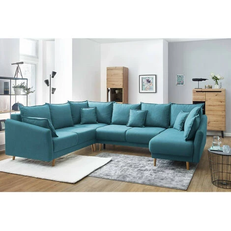 Canapés D'angle Convertibles BOBOCHIC - Canapé Panoramique XXXL Convertible Coffre MIA Angle Gauche Bleu Canard - Bleu Canard 5 Canapés D'angle Convertibles BOBOCHIC - Canapé Panoramique XXXL Convertible Coffre MIA Angle Gauche Bleu Canard - Bleu Canard – Image 3