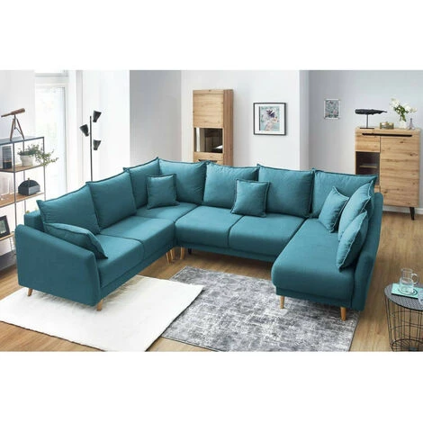 Canapés D'angle Convertibles BOBOCHIC - Canapé Panoramique XXXL Convertible Coffre MIA Angle Gauche Bleu Canard - Bleu Canard 7 Canapés D'angle Convertibles BOBOCHIC - Canapé Panoramique XXXL Convertible Coffre MIA Angle Gauche Bleu Canard - Bleu Canard – Image 5