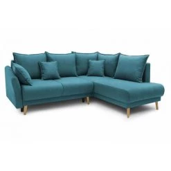 Canapés D'angle Convertibles BOBOCHIC - Canapé D'angle L Convertible Coffre MIA Angle Droit Bleu Canard - Bleu Canard