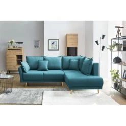 Canapés D'angle Convertibles BOBOCHIC - Canapé D'angle L Convertible Coffre MIA Angle Droit Bleu Canard - Bleu Canard -BOBOCHIC Soldes 2022 23409961 4