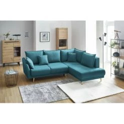 Canapés D'angle Convertibles BOBOCHIC - Canapé D'angle L Convertible Coffre MIA Angle Droit Bleu Canard - Bleu Canard -BOBOCHIC Soldes 2022 23409961 5