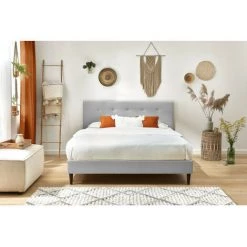 Lit BOBOCHIC - Lit 180x200 Cm RORY Avec Lattes Massives Pieds Bois Wengé 180x200 Gris - Gris 9 Lit BOBOCHIC - Lit 180x200 Cm RORY Avec Lattes Massives Pieds Bois Wengé 180x200 Gris - Gris -BOBOCHIC Soldes 2022 23409982 3