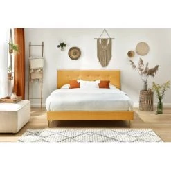 Lit BOBOCHIC - Lit 140x190 Cm RORY Avec Lattes Massives Pieds Bois Naturel 140x190 Jaune Moutarde - Jaune Moutarde 9 Lit BOBOCHIC - Lit 140x190 Cm RORY Avec Lattes Massives Pieds Bois Naturel 140x190 Jaune Moutarde - Jaune Moutarde -BOBOCHIC Soldes 2022 23410032 3