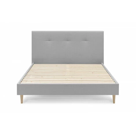 Lit BOBOCHIC - Lit 160x200 Cm TORY Lattes Massives Et Pieds En Bois Naturel 160x200 Gris - Gris 5 Lit BOBOCHIC - Lit 160x200 Cm TORY Lattes Massives Et Pieds En Bois Naturel 160x200 Gris - Gris – Image 3