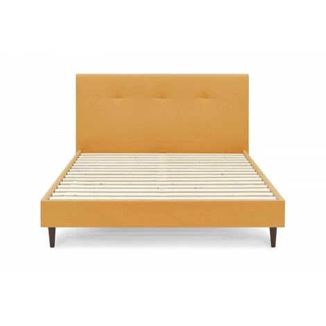 Lit BOBOCHIC - Lit 140x190 Cm TORY Avec Lattes Massives Et Pieds En Bois Wengé 140x190 Jaune Moutarde - Jaune Moutarde 4 Lit BOBOCHIC - Lit 140x190 Cm TORY Avec Lattes Massives Et Pieds En Bois Wengé 140x190 Jaune Moutarde - Jaune Moutarde – Image 2