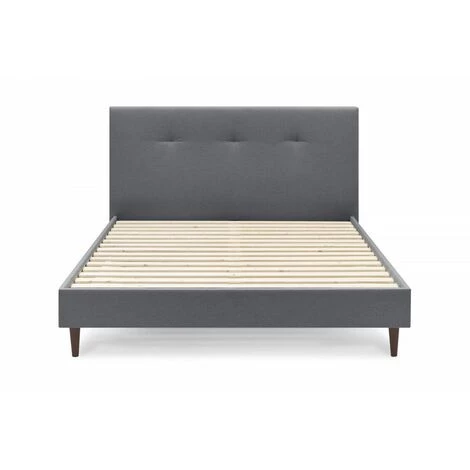 Lit BOBOCHIC - Lit 160x200 Cm TORY Avec Lattes Massives Et Pieds En Bois Wengé 160x200 Anthracite - Anthracite 4 Lit BOBOCHIC - Lit 160x200 Cm TORY Avec Lattes Massives Et Pieds En Bois Wengé 160x200 Anthracite - Anthracite – Image 2