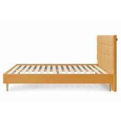 Lit BOBOCHIC - Lit 140x190 Cm CARRE Lattes Massives Pieds Bois Naturel 140x190 Jaune Moutarde - Jaune Moutarde -BOBOCHIC Soldes 2022 23410241 4