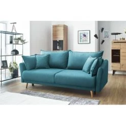 Canapé Droit Convertible BOBOCHIC - Canapé Droit Convertible Coffre MIA Bleu Canard - Bleu Canard -BOBOCHIC Soldes 2022 23410252 3