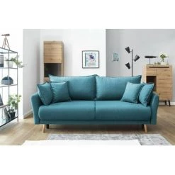 Canapé Droit Convertible BOBOCHIC - Canapé Droit Convertible Coffre MIA Bleu Canard - Bleu Canard -BOBOCHIC Soldes 2022 23410252 4