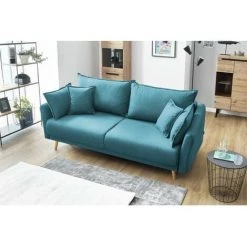 Canapé Droit Convertible BOBOCHIC - Canapé Droit Convertible Coffre MIA Bleu Canard - Bleu Canard -BOBOCHIC Soldes 2022 23410252 5