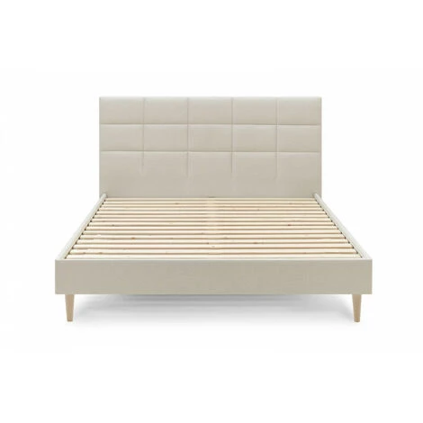 Lit BOBOCHIC - Lit 160x200 Cm CARRE Avec Lattes Massives Pieds Bois Naturel 160x200 Beige - Beige 5 Lit BOBOCHIC - Lit 160x200 Cm CARRE Avec Lattes Massives Pieds Bois Naturel 160x200 Beige - Beige – Image 3