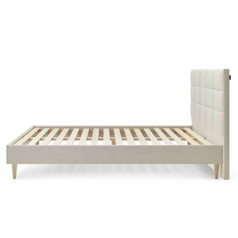 Lit BOBOCHIC - Lit 160x200 Cm CARRE Avec Lattes Massives Pieds Bois Naturel 160x200 Beige - Beige 6 Lit BOBOCHIC - Lit 160x200 Cm CARRE Avec Lattes Massives Pieds Bois Naturel 160x200 Beige - Beige – Image 4