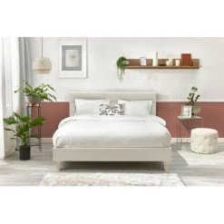 Lit BOBOCHIC - Lit 180x200 Cm CARRE Lattes Massives Pieds Bois Naturel 180x200 Beige - Beige -BOBOCHIC Soldes 2022 23410267 2