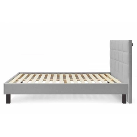 Lit BOBOCHIC - Lit 180x200 Cm CARRE Lattes Massives Pieds Carrés Bois Wengé 180x200 Gris - Gris 5 Lit BOBOCHIC - Lit 180x200 Cm CARRE Lattes Massives Pieds Carrés Bois Wengé 180x200 Gris - Gris – Image 3