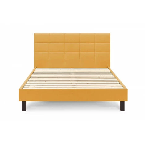 Lit BOBOCHIC - Lit 180x200 Cm CARRE Lattes Massives Pieds Carrés Bois Wengé 180x200 Jaune Moutarde - Jaune Moutarde 4 Lit BOBOCHIC - Lit 180x200 Cm CARRE Lattes Massives Pieds Carrés Bois Wengé 180x200 Jaune Moutarde - Jaune Moutarde – Image 2