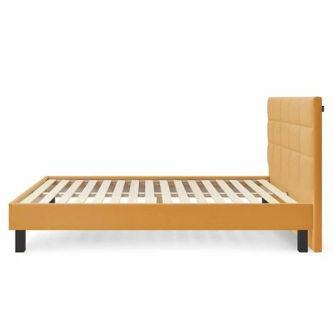 Lit BOBOCHIC - Lit 180x200 Cm CARRE Lattes Massives Pieds Carrés Bois Wengé 180x200 Jaune Moutarde - Jaune Moutarde 5 Lit BOBOCHIC - Lit 180x200 Cm CARRE Lattes Massives Pieds Carrés Bois Wengé 180x200 Jaune Moutarde - Jaune Moutarde – Image 3