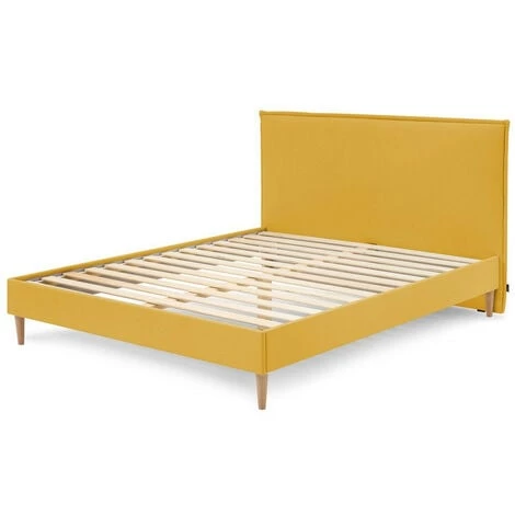 Lit BOBOCHIC - Lit 160x200 Cm SARY Avec Lattes Massives Pieds Bois Naturel 160x200 Jaune Moutarde - Jaune Moutarde 3 Lit BOBOCHIC - Lit 160x200 Cm SARY Avec Lattes Massives Pieds Bois Naturel 160x200 Jaune Moutarde - Jaune Moutarde