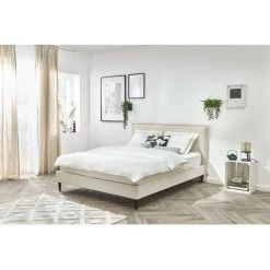 Lit BOBOCHIC - Lit 160x200 Cm SARY Avec Lattes Massives Pieds Bois Wengé 160x200 Beige - Beige