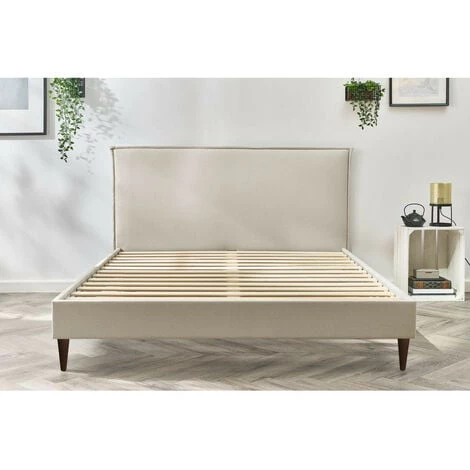 Lit BOBOCHIC - Lit 160x200 Cm SARY Avec Lattes Massives Pieds Bois Wengé 160x200 Beige - Beige 5 Lit BOBOCHIC - Lit 160x200 Cm SARY Avec Lattes Massives Pieds Bois Wengé 160x200 Beige - Beige – Image 3