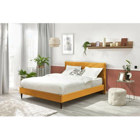 Lit BOBOCHIC - Lit VELVET 140 X 190 Cm Avec Lattes Massives Pieds En Bois Wengé 140x190 Jaune Moutarde - Jaune Moutarde 4 Lit BOBOCHIC - Lit VELVET 140 X 190 Cm Avec Lattes Massives Pieds En Bois Wengé 140x190 Jaune Moutarde - Jaune Moutarde – Image 2