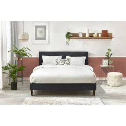 Lit BOBOCHIC - Lit 160x200 Cm VELVET Avec Lattes Massives Pieds En Bois Wengé 160x200 Anthracite - Anthracite -BOBOCHIC Soldes 2022 23410371 3