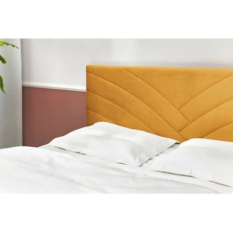 Lit BOBOCHIC - Lit 140x190 Cm VELVET Avec Lattes Massives Pieds En Bois Naturel 140x190 Jaune Moutarde - Jaune Moutarde 7 Lit BOBOCHIC - Lit 140x190 Cm VELVET Avec Lattes Massives Pieds En Bois Naturel 140x190 Jaune Moutarde - Jaune Moutarde – Image 5