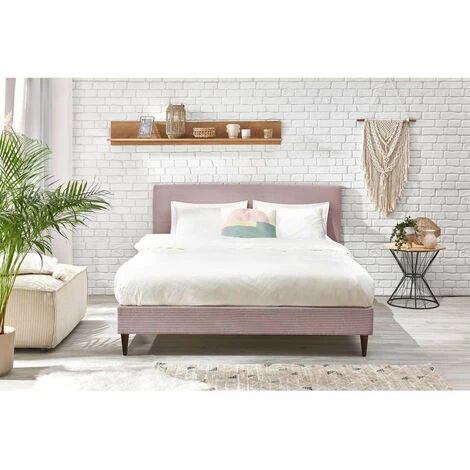 Lit BOBOCHIC - Lit 160x200 Cm ANJA Avec Lattes Massives Pieds En Bois Wengé 160x200 Rose - Rose 5 Lit BOBOCHIC - Lit 160x200 Cm ANJA Avec Lattes Massives Pieds En Bois Wengé 160x200 Rose - Rose – Image 3