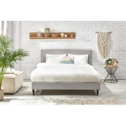 Lit BOBOCHIC - Lit 180x200 Cm ANJA Avec Lattes Massives Pieds En Bois Wengé 180x200 Gris - Gris -BOBOCHIC Soldes 2022 23410450 3