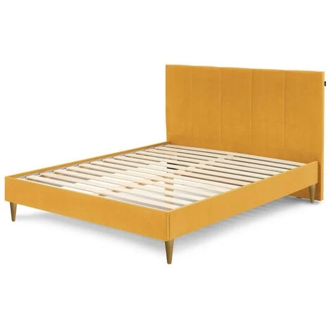 Lit BOBOCHIC - Lit 140x190 Cm VIVARA Avec Lattes Massives Pieds En Bois Naturel 140x190 Jaune Moutarde - Jaune Moutarde 3 Lit BOBOCHIC - Lit 140x190 Cm VIVARA Avec Lattes Massives Pieds En Bois Naturel 140x190 Jaune Moutarde - Jaune Moutarde