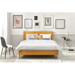 Lit BOBOCHIC - Lit 180x200 Cm VIVARA Avec Lattes Massives Pieds En Bois Naturel 180x200 Jaune Moutarde - Jaune Moutarde 9 Lit BOBOCHIC - Lit 180x200 Cm VIVARA Avec Lattes Massives Pieds En Bois Naturel 180x200 Jaune Moutarde - Jaune Moutarde -BOBOCHIC Soldes 2022 23410499 3