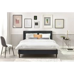 Lit BOBOCHIC - Lit 160x200 Cm VIVARA Avec Lattes Massives Pieds En Bois Wengé 160x200 Anthracite - Anthracite 9 Lit BOBOCHIC - Lit 160x200 Cm VIVARA Avec Lattes Massives Pieds En Bois Wengé 160x200 Anthracite - Anthracite -BOBOCHIC Soldes 2022 23410505 3