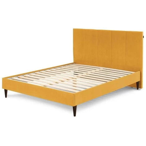 Lit BOBOCHIC - Lit 160x200 Cm VIVARA Avec Lattes Massives Pieds En Bois Wengé 160x200 Jaune Moutarde - Jaune Moutarde 3 Lit BOBOCHIC - Lit 160x200 Cm VIVARA Avec Lattes Massives Pieds En Bois Wengé 160x200 Jaune Moutarde - Jaune Moutarde