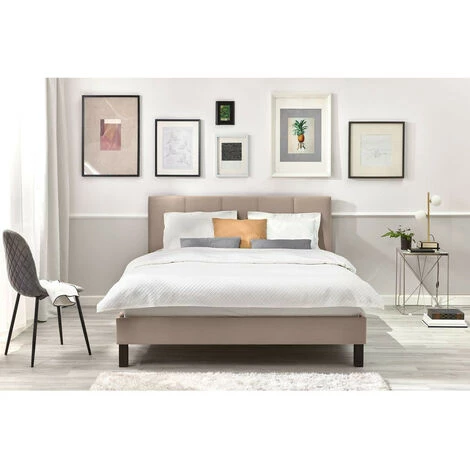 Lit BOBOCHIC - Lit 140x190 Cm VIVARA Lattes Massives Pieds Carrés En Bois Wengé 140x190 Beige - Beige 5 Lit BOBOCHIC - Lit 140x190 Cm VIVARA Lattes Massives Pieds Carrés En Bois Wengé 140x190 Beige - Beige â Image 3