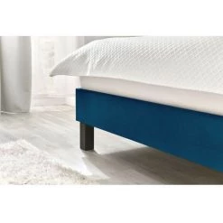 Lit BOBOCHIC - Lit 160x200 Cm VIVARA Lattes Massives Pieds Carrés En Bois Wengé 160x200 Bleu Marine - Bleu Marine -BOBOCHIC Soldes 2022 23410521 5