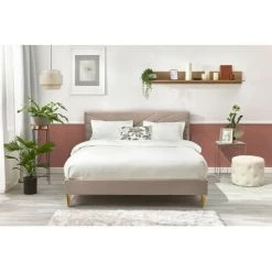 Lit BOBOCHIC - Lit 140x190 Cm VELVET Pieds En Bois Naturel Sans Lattes 140x190 Beige - Beige 9 Lit BOBOCHIC - Lit 140x190 Cm VELVET Pieds En Bois Naturel Sans Lattes 140x190 Beige - Beige -BOBOCHIC Soldes 2022 23410658 3