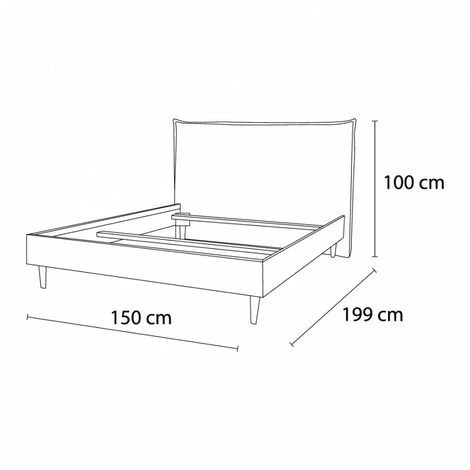Lit BOBOCHIC - Lit 140x190 Cm SARY Pieds Bois Naturel Sans Lattes 140x190 Gris - Gris 7 Lit BOBOCHIC - Lit 140x190 Cm SARY Pieds Bois Naturel Sans Lattes 140x190 Gris - Gris – Image 5