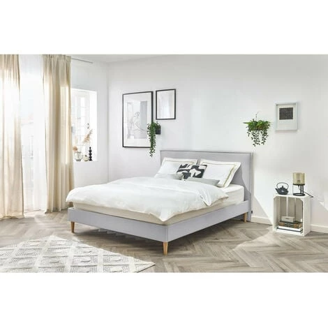 Lit BOBOCHIC - Lit 160x200 Cm SARY Pieds Bois Naturel Sans Lattes 160x200 Gris 3 Lit BOBOCHIC - Lit 160x200 Cm SARY Pieds Bois Naturel Sans Lattes 160x200 Gris