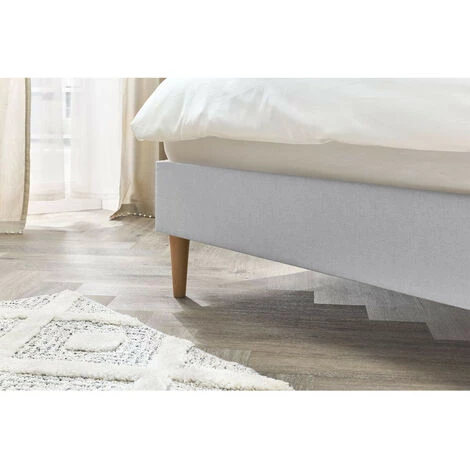 Lit BOBOCHIC - Lit 160x200 Cm SARY Pieds Bois Naturel Sans Lattes 160x200 Gris 6 Lit BOBOCHIC - Lit 160x200 Cm SARY Pieds Bois Naturel Sans Lattes 160x200 Gris – Image 4