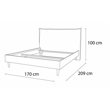 Lit BOBOCHIC - Lit 160x200 Cm SARY Pieds Bois Naturel Sans Lattes 160x200 Gris 7 Lit BOBOCHIC - Lit 160x200 Cm SARY Pieds Bois Naturel Sans Lattes 160x200 Gris – Image 5