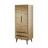 Armoires BOBOCHIC - Armoire 2 Portes L80 NORDI RETRO Chêne Et Noir - Marron