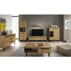 Armoires BOBOCHIC - Armoire 2 Portes L80 NORDI RETRO Chêne Et Noir - Marron -BOBOCHIC Soldes 2022 23535564 5