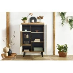 Rangement Vitrine BOBOCHIC - Vitrine Basse NORDI RETRO Chêne Et Noir - Marron -BOBOCHIC Soldes 2022 23535565 3