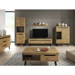 Rangement Vitrine BOBOCHIC - Vitrine Basse NORDI RETRO Chêne Et Noir - Marron -BOBOCHIC Soldes 2022 23535565 4