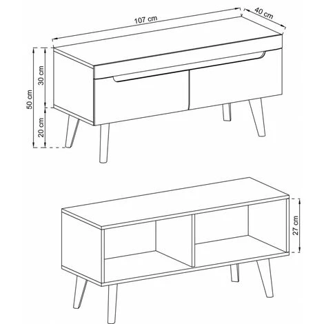 Meubles TV BOBOCHIC - Meuble TV 107 Cm NORDI Chêne Et Blanc Brillant - Blanc 5 Meubles TV BOBOCHIC - Meuble TV 107 Cm NORDI Chêne Et Blanc Brillant - Blanc – Image 3