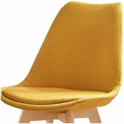 Chaise Et Fauteuil De Table BOBOCHIC - Lot De 2 Chaises De Table ARIAL Tissu Jaune - Jaune -BOBOCHIC Soldes 2022 24042339 4