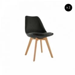 Chaise Et Fauteuil De Table BOBOCHIC - Lot De 2 Chaises De Table ARIAL Tissu Anthracite - Anthracite