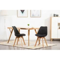 Chaise Et Fauteuil De Table BOBOCHIC - Lot De 2 Chaises De Table ARIAL Tissu Anthracite - Anthracite -BOBOCHIC Soldes 2022 24042340 3